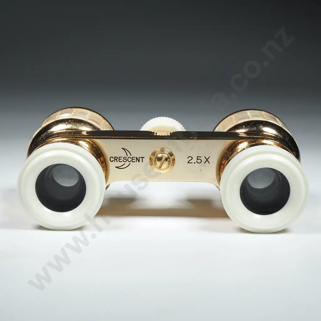 Vintage Crescent Pearlized Mother of Pearl Opera Glasses In Case & Original Box Image 1++