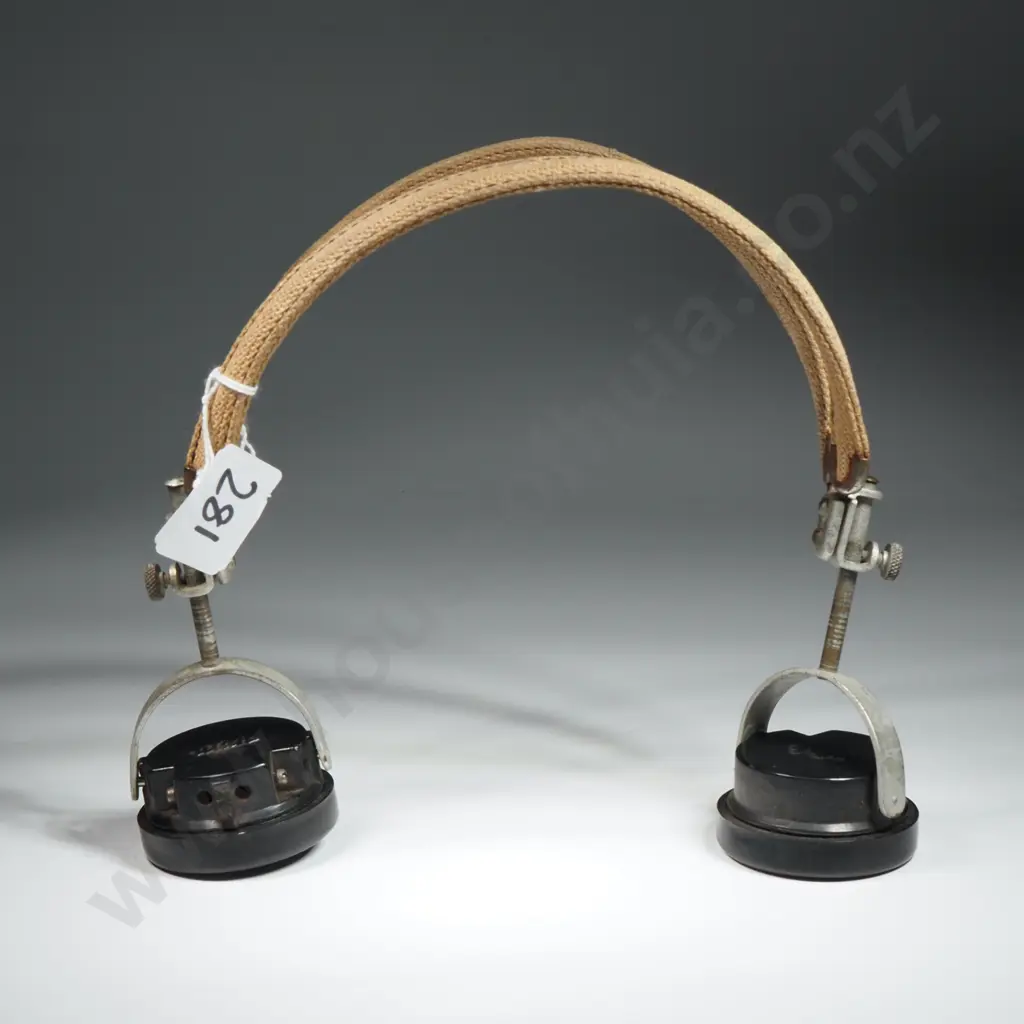 Pair of Vintage Radio Headphones w Bakelite Headpieces Image 1++
