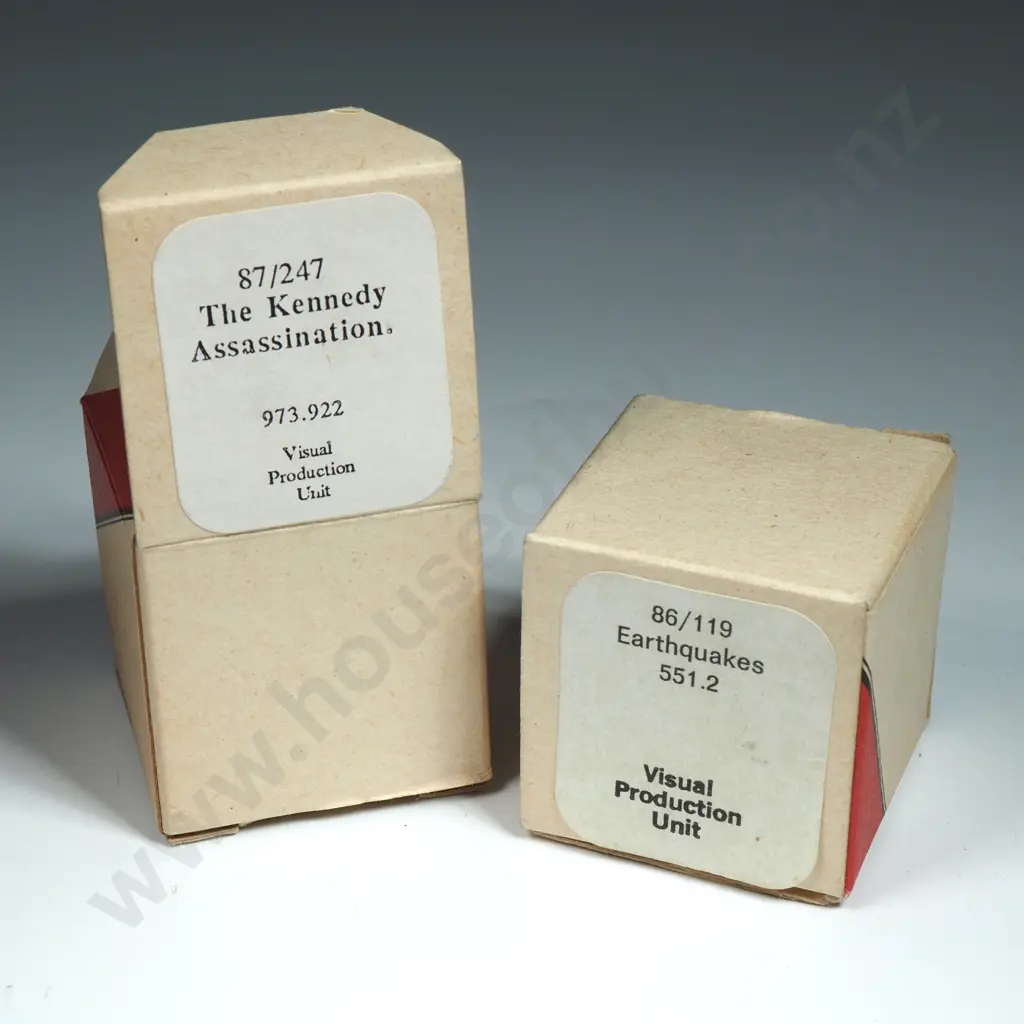 Two Vintage Educational Filmstrip Produced by Department of Education - Earthquakes & The Kennedy Assasination Image 1++