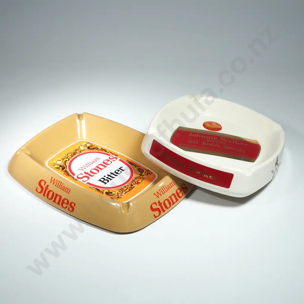 Melamine William Stones Bitter Advertising Ashtray & A Johnnie Walker Red Label Scotch Whisky China Ashtray Image 1++