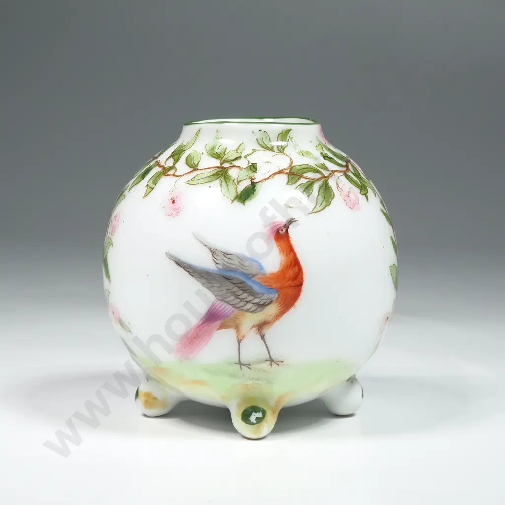 Miniature Royal Bayreuth Globe Vase Decorated w Birds  Image 1++