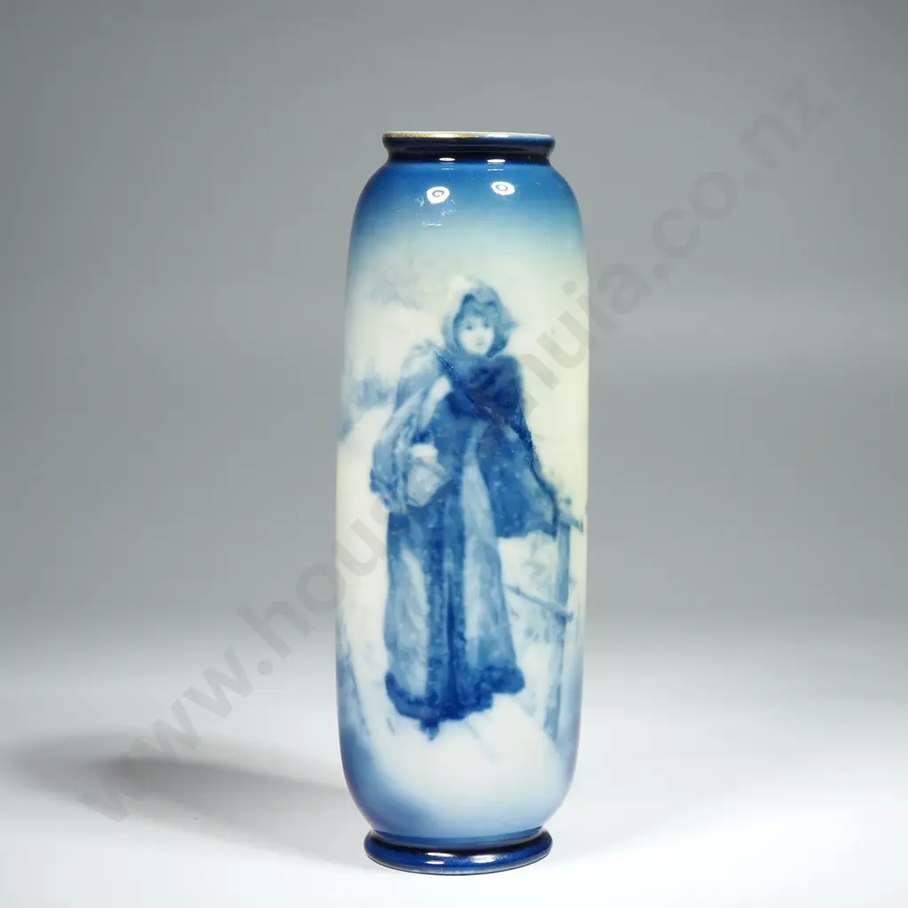 Royal Bayreuth Cylindrical Vase In The Royal Doulton Blue ChildrenPattern A/F Broken - Repaired - Repair Failed Image 1++