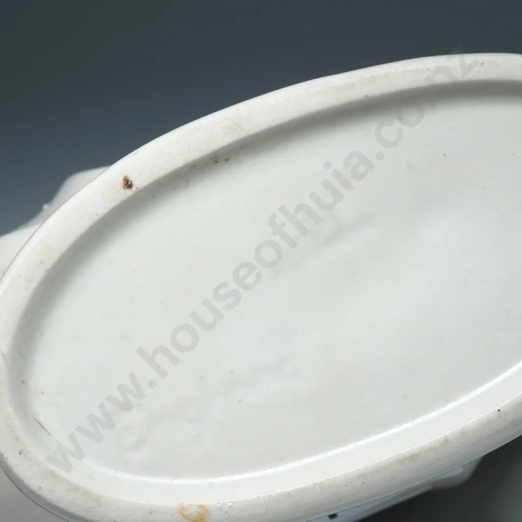 Vintage English KSP Pottery White Glazed Handle Trough Vase Image 1++