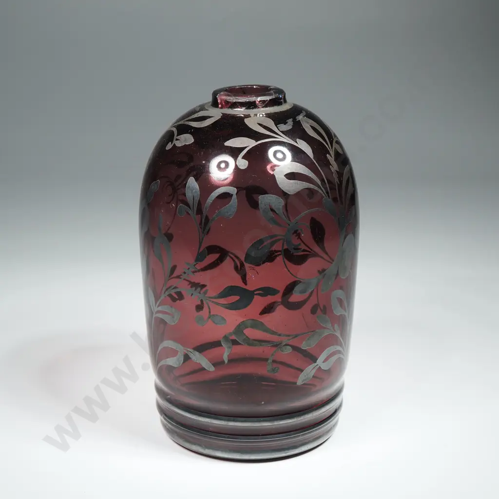 Purple Floral Motif Glass Decanter Image 1++
