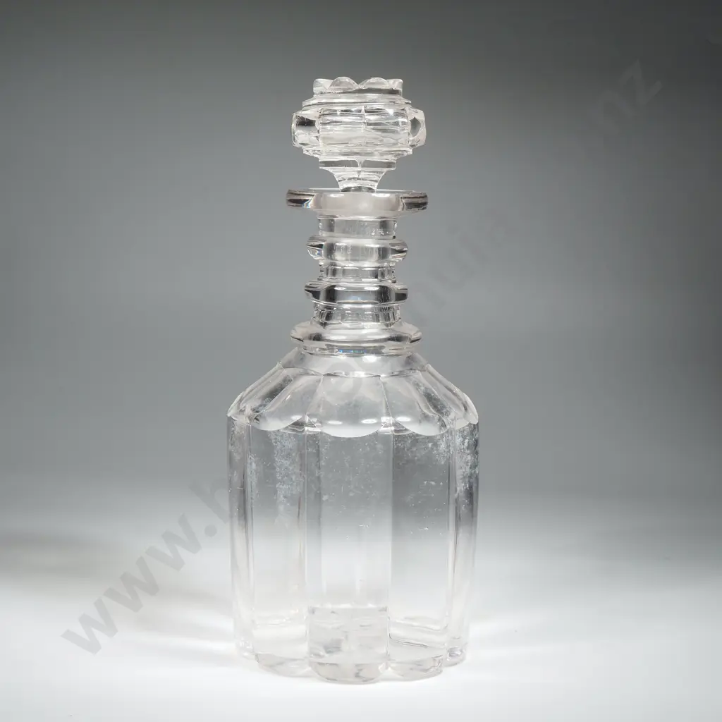 Georgian Glass Three Ring Decanter w Mushroom Stopper Image 1++