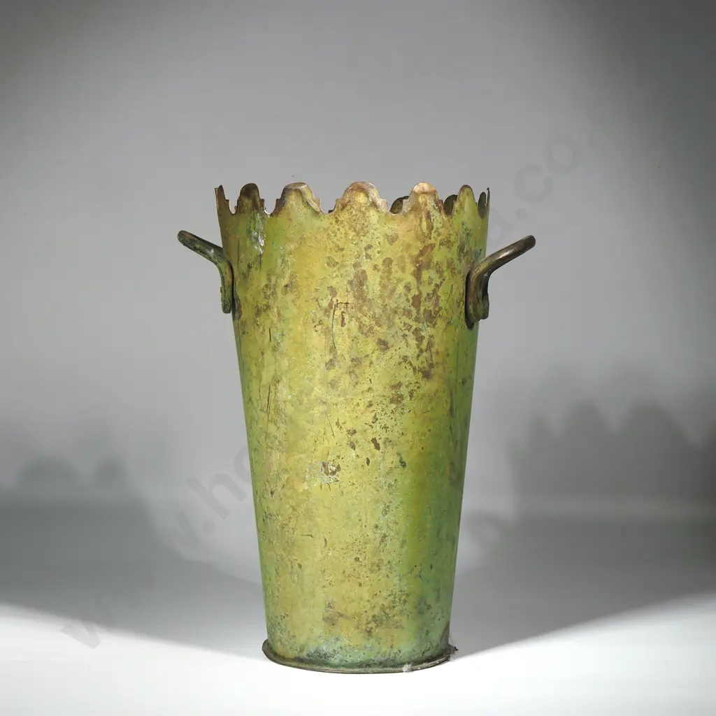 Green Metal Conical Shaped Vase, H 310mm  Image 1++