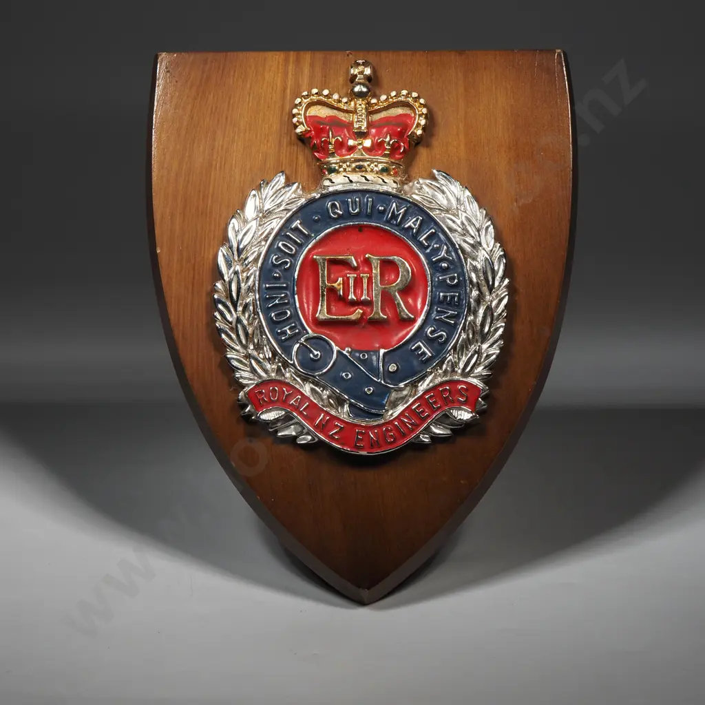 Corps of Royal New Zealand Engineers - on Wooden Shield - 170mm Image 1++