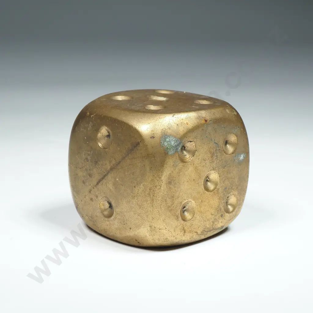 One Small Ornamental Brass Dice Image 1++