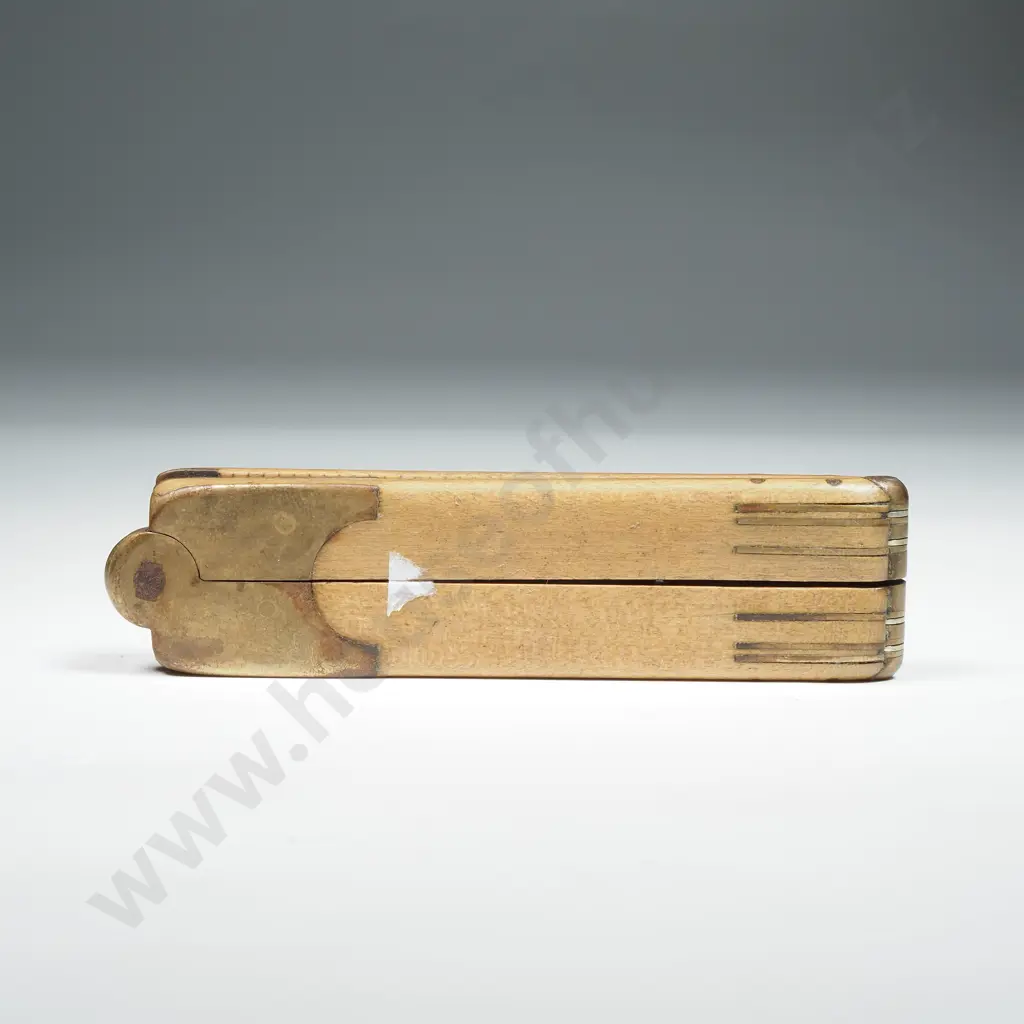 Antique 12" Wood & Brass Folding Ruler Image 1++