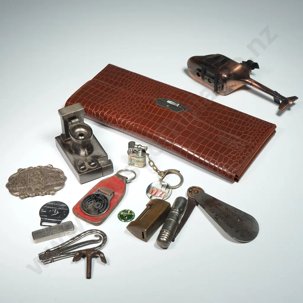 Collection Of Items Including Novelty Lighters, Brass Lock. Lighters, Shoe Horn Image 1++