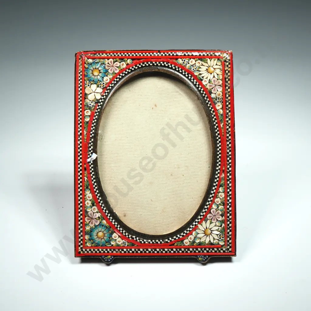 Vintage Micro Mosaic Photo Frame w Copper Back & Stand Image 1++