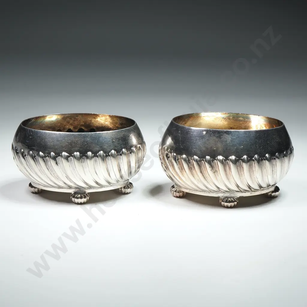 Pair of Antique Sterling Silver Open Salts - Hallmarked for Birmingham 1889 Image 1++