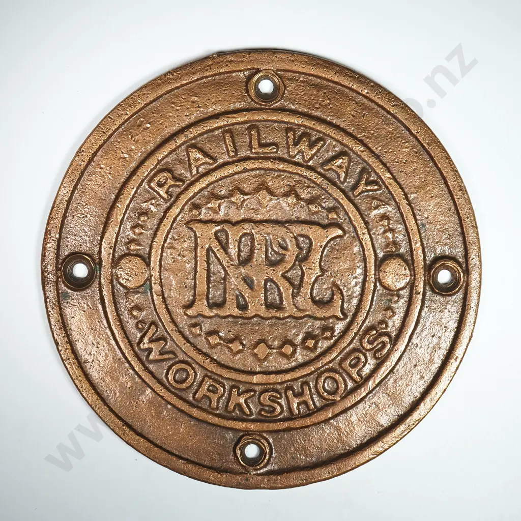 Replica Brass NZR Railway Workshops Circular Plate Image 1++