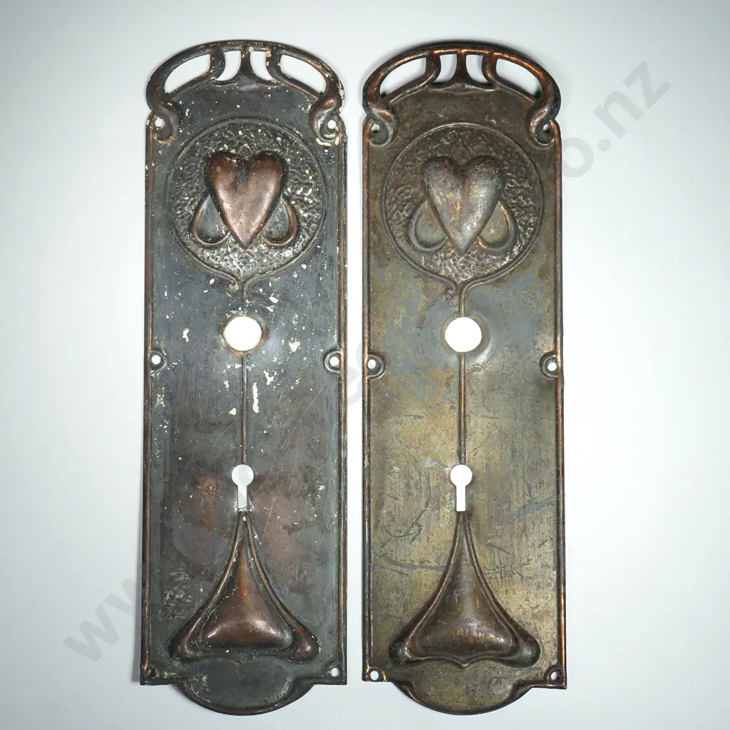 Pair of Art Nouveau Copper Back Plates For Doors  Image 1++