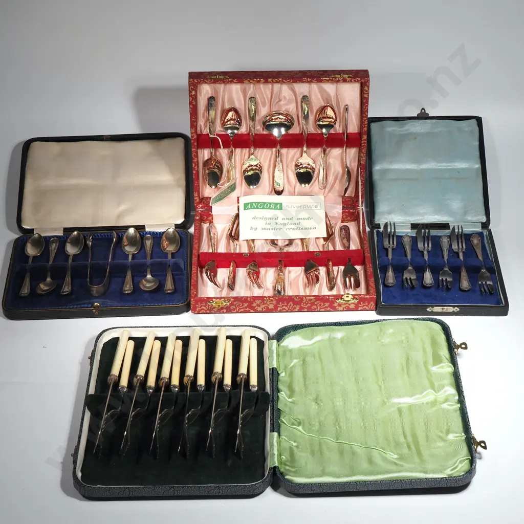 Assorted Lot of S/P Cutlery Sets w Boxes - Four in Total Image 1++