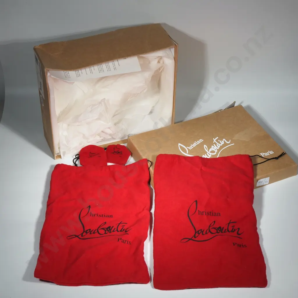 Christian Louboutin Shoe Box W Two Christian Louboutin Red Fabric Shoe Dust Bags Image 1++