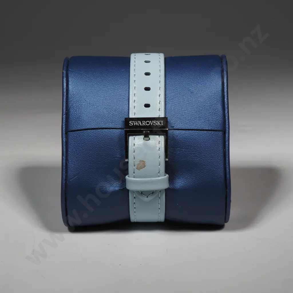 Baby Blue Genuine Leather Swarovski Daytime Watch on Pillow - 180mm Image 1++