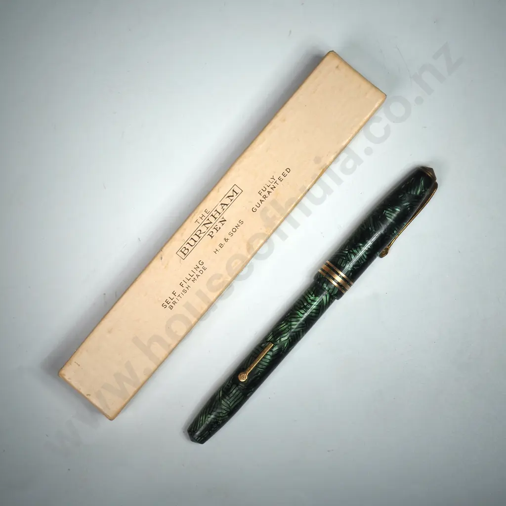 Conway Stewart Fountain Pen W 14 Ct Gold Nib In A Burnham Pen Box  Image 1++