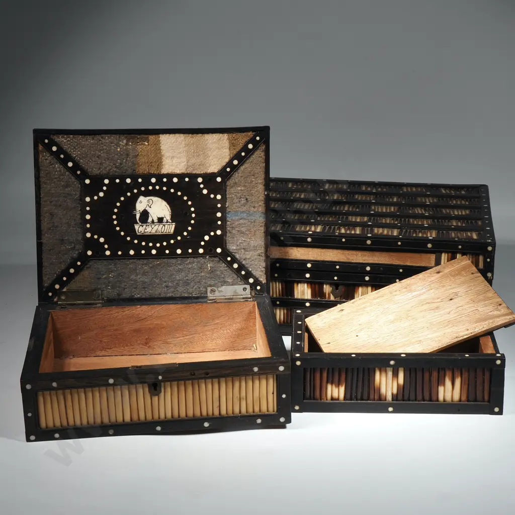 Three Porcupine Quill Trinket Boxes. Image 1++