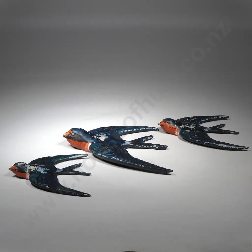 Three Graduated Ceramic Wall Swallows - Made in England - Paint-work A/F Image 1++