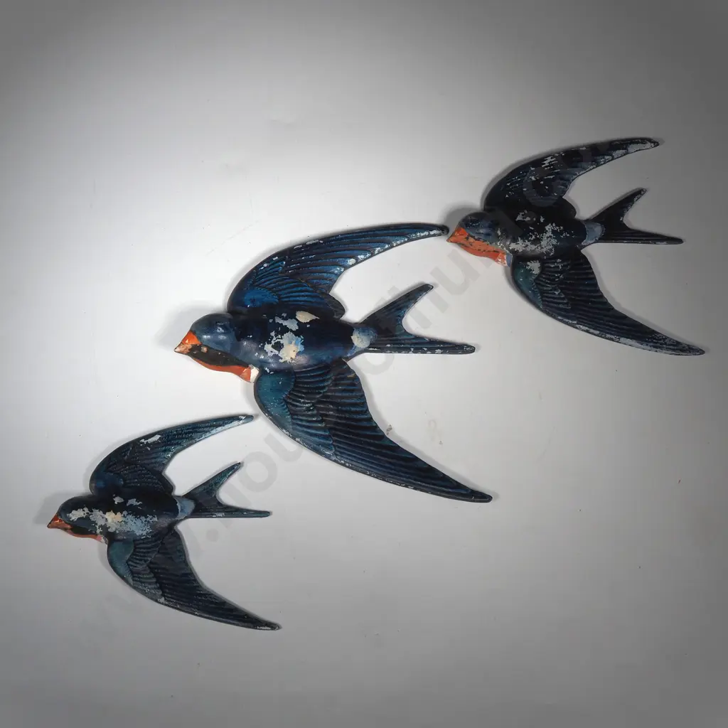 Three Graduated Ceramic Wall Swallows - Made in England - Paint-work A/F Image 1++