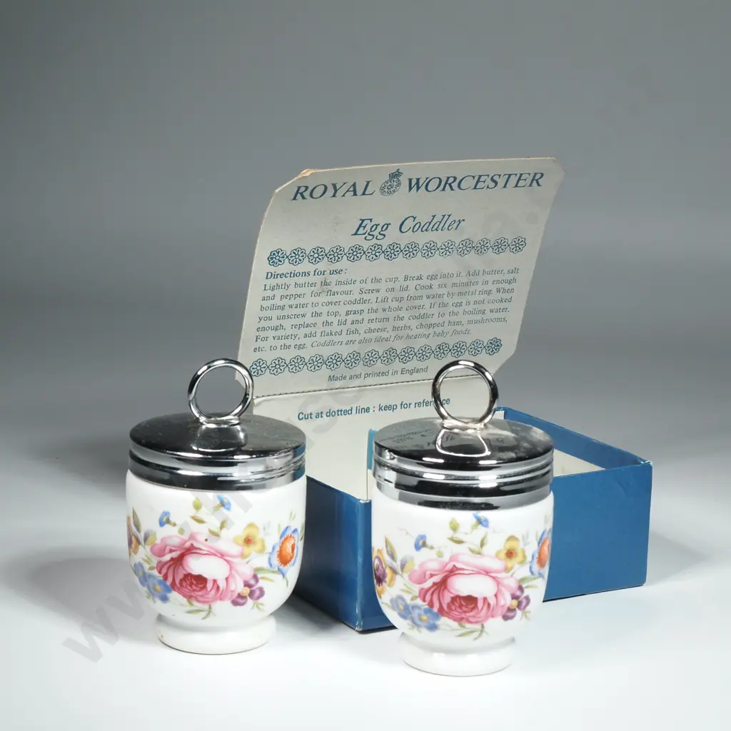Cased Pair of Royal Worcester Egg Codlers Image 1++