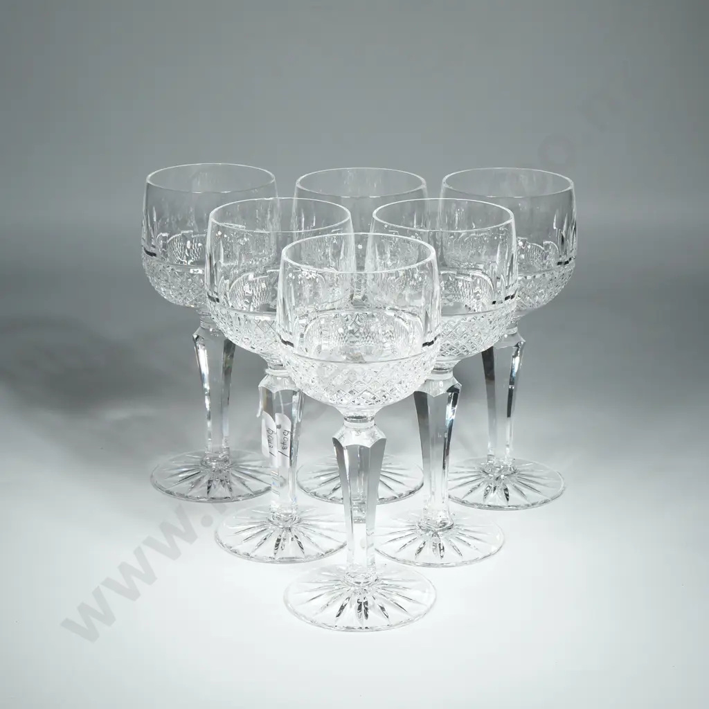 Six Crystal small White Wine  Stemmed Glasses Image 1++