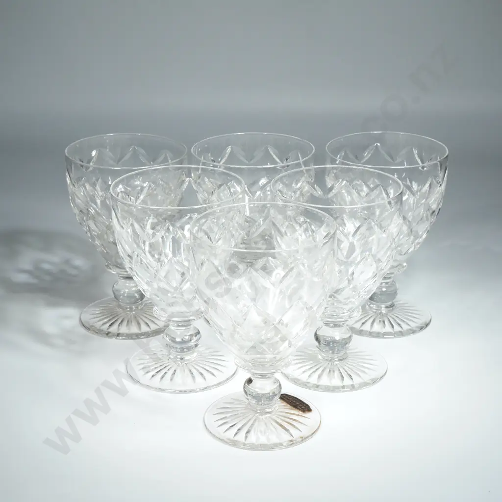 Vintage Set of Six Crystal Wine Glasses Image 1++