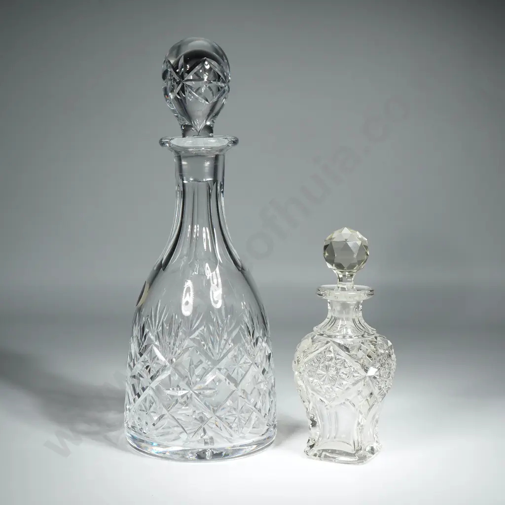 Crystal Decanter & Small Crystal Sauce Bottle Image 1++