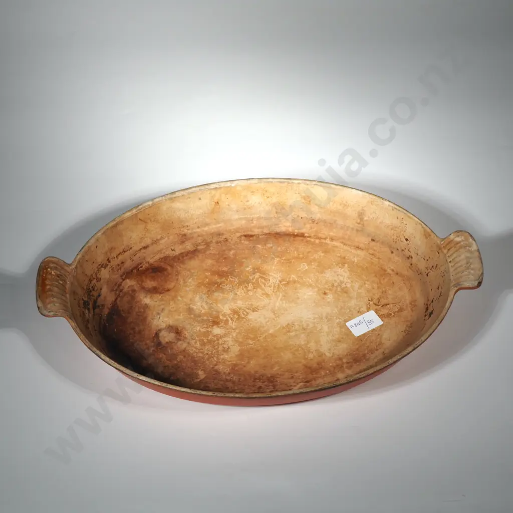 Large Orange Cast Iron Oval Baking Dish "Le Crueset" Image 1++