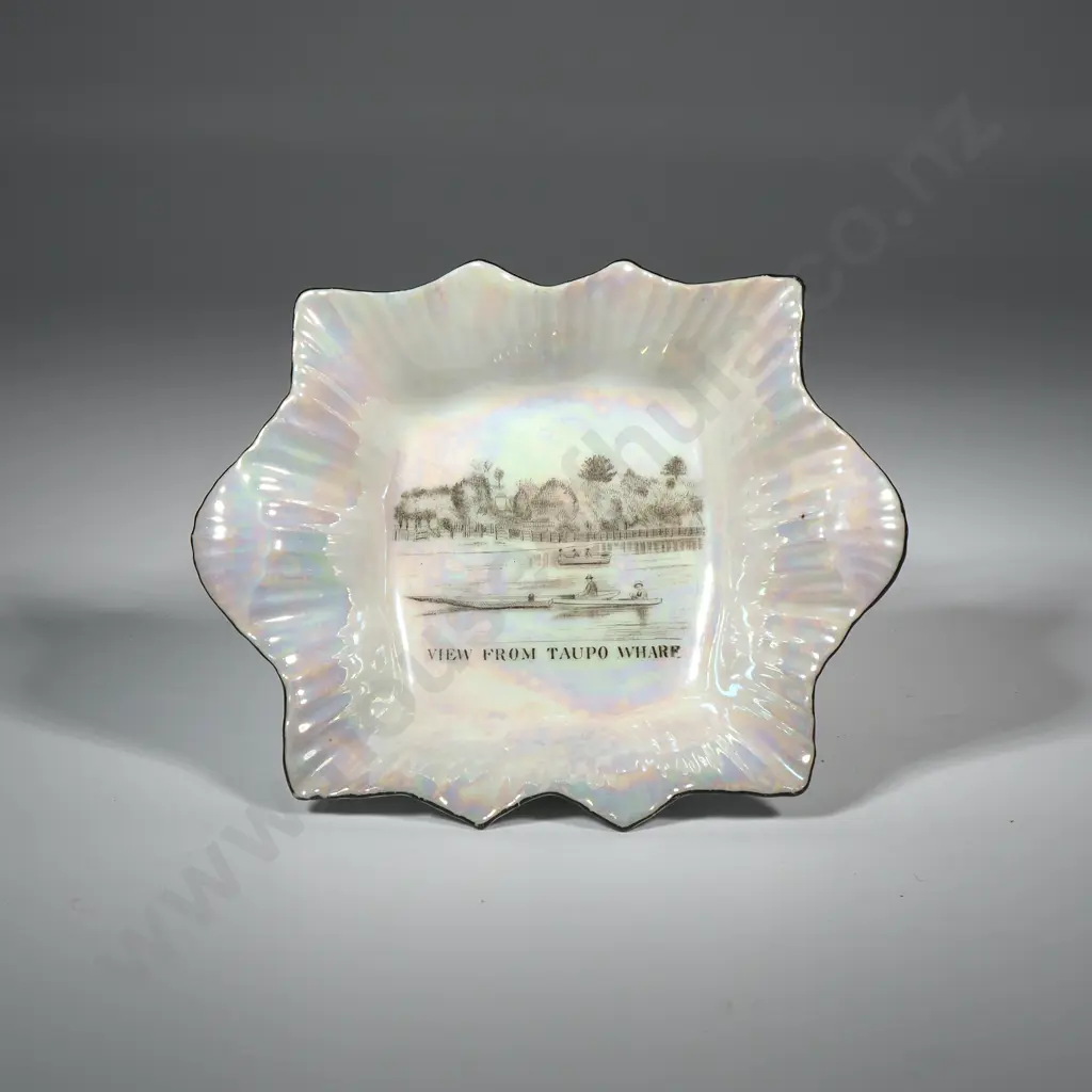 Czechoslavakian China Lustre Pin Dish "View From Mount Taupo" 1040mm Image 1++
