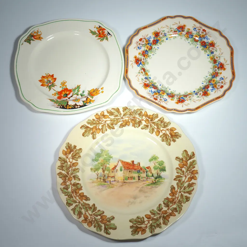 Royal Doulton Old English Inns Plate & Two Other Fancy Plates Image 1++