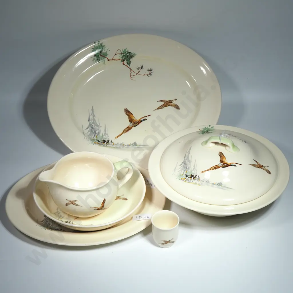 Royal Doulton Part Dinner Set In "The Coppice Pattern" Comprising Jug 2 x Graduated Ashet, Lidded Tureen & A Desert Bowl Image 1++
