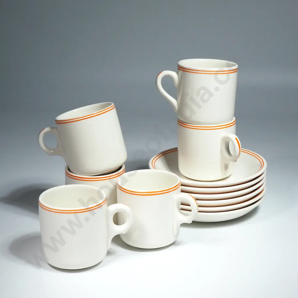 Six Vintage Demi Tasse Cups & Saucers "Dunedin Pattern" Produced By Dunn, Bennet & Co Ltd In England for NZ Importer Image 1++
