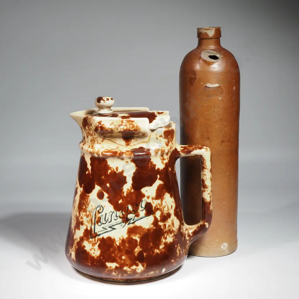 Vintage Splatterware Electric Jug. Marked w Patent No.to Base & An Erven Lucas Bols Amsterdam Stoneware Bottle. Both A/F Image 1++