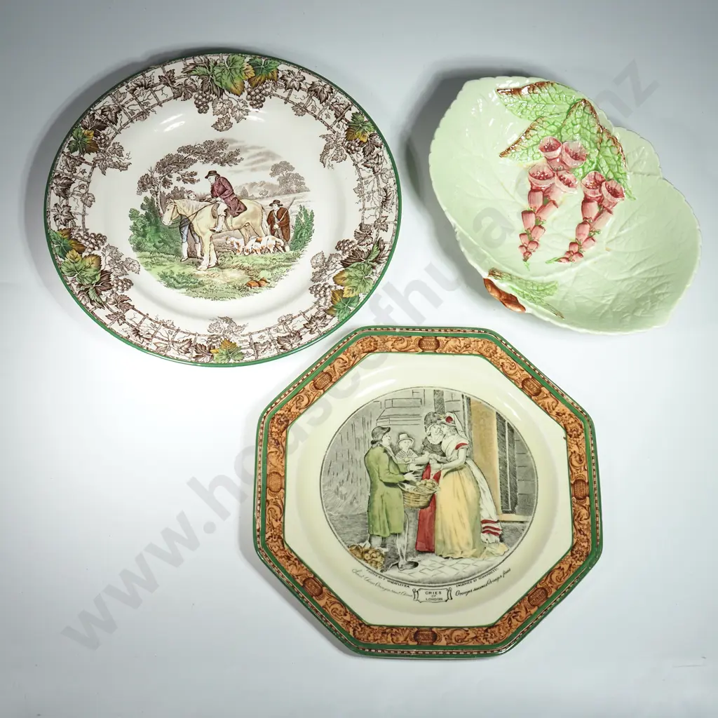 Two Adams Plates & A Green Carltonware Foxglove Leaf Bowl Image 1++