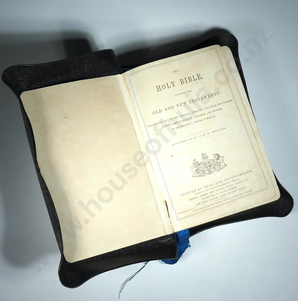 Early King James Bible w Protective Leather Covering Image 1++