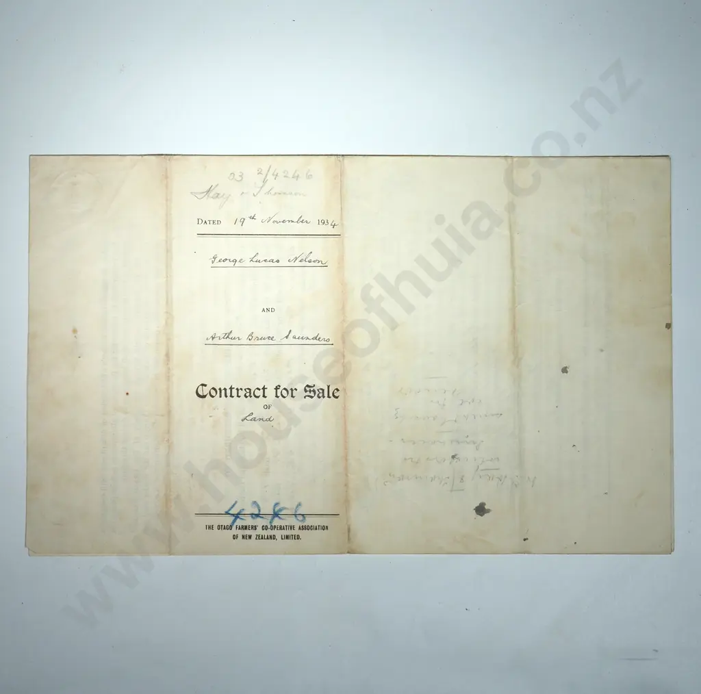 Memorandum of Agreement - Dunedin New Zealand - 1935 - Stamp Duty Image 1++