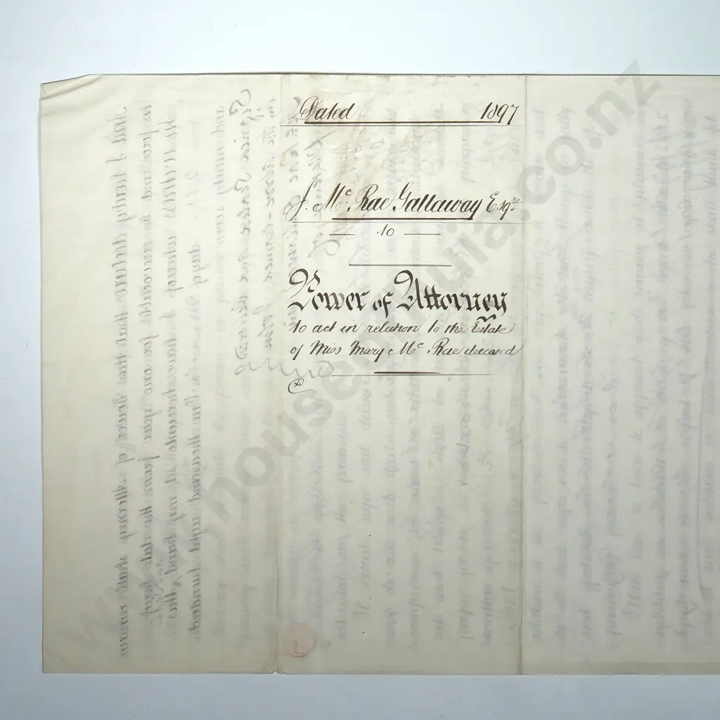 Power of Attorney - Dunedin New Zealand - 1896 - Stamp Duty Image 1++