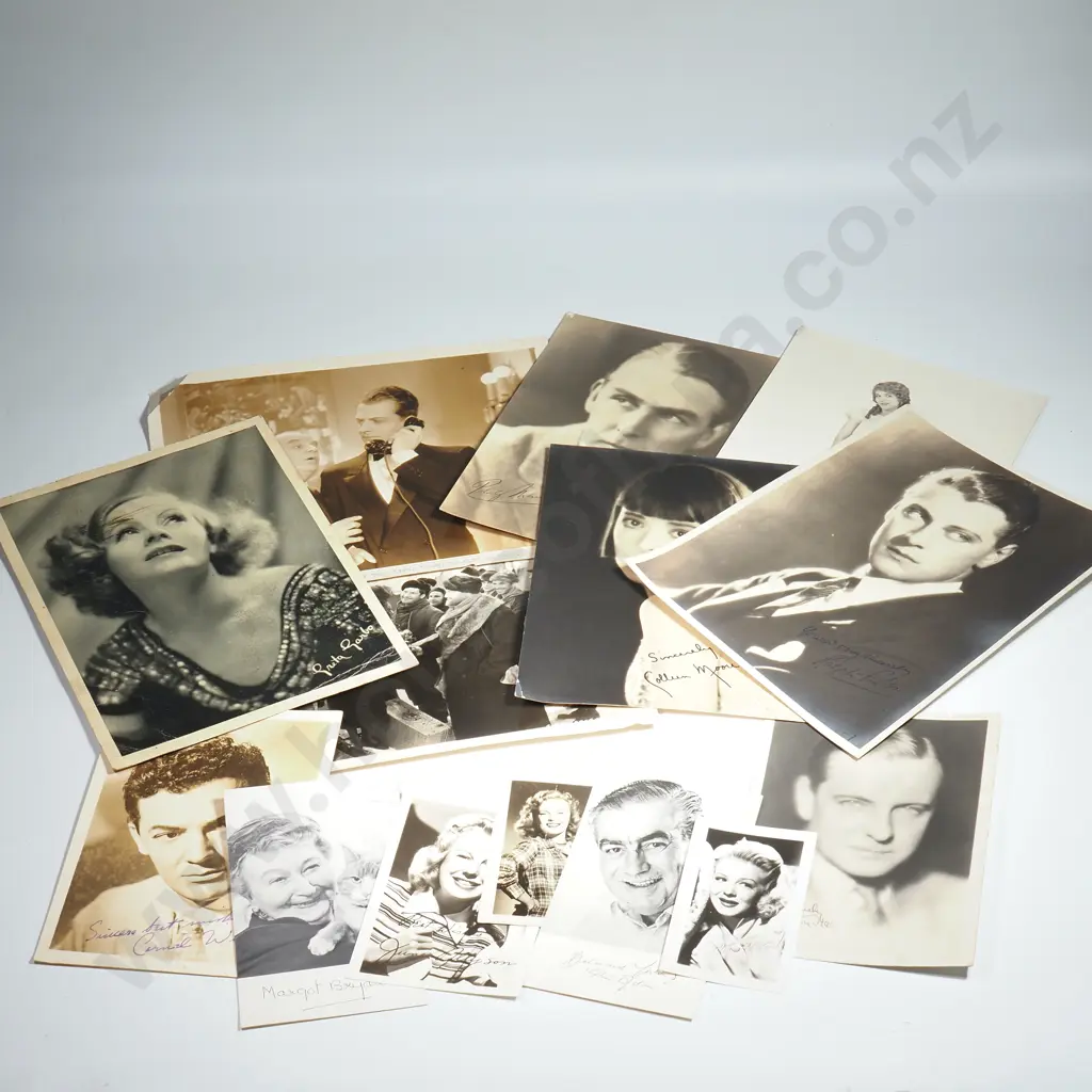 Thirteen Photographs, Some w Facsimile Signed Autographs in Varying Sizes Image 1++