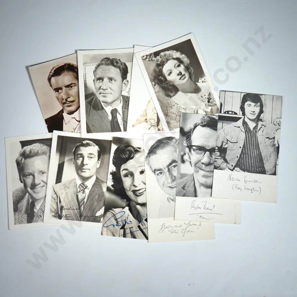 Ten Small Black & White Mainly Facsimile Autographed Photographs of Celebrities Image 1++