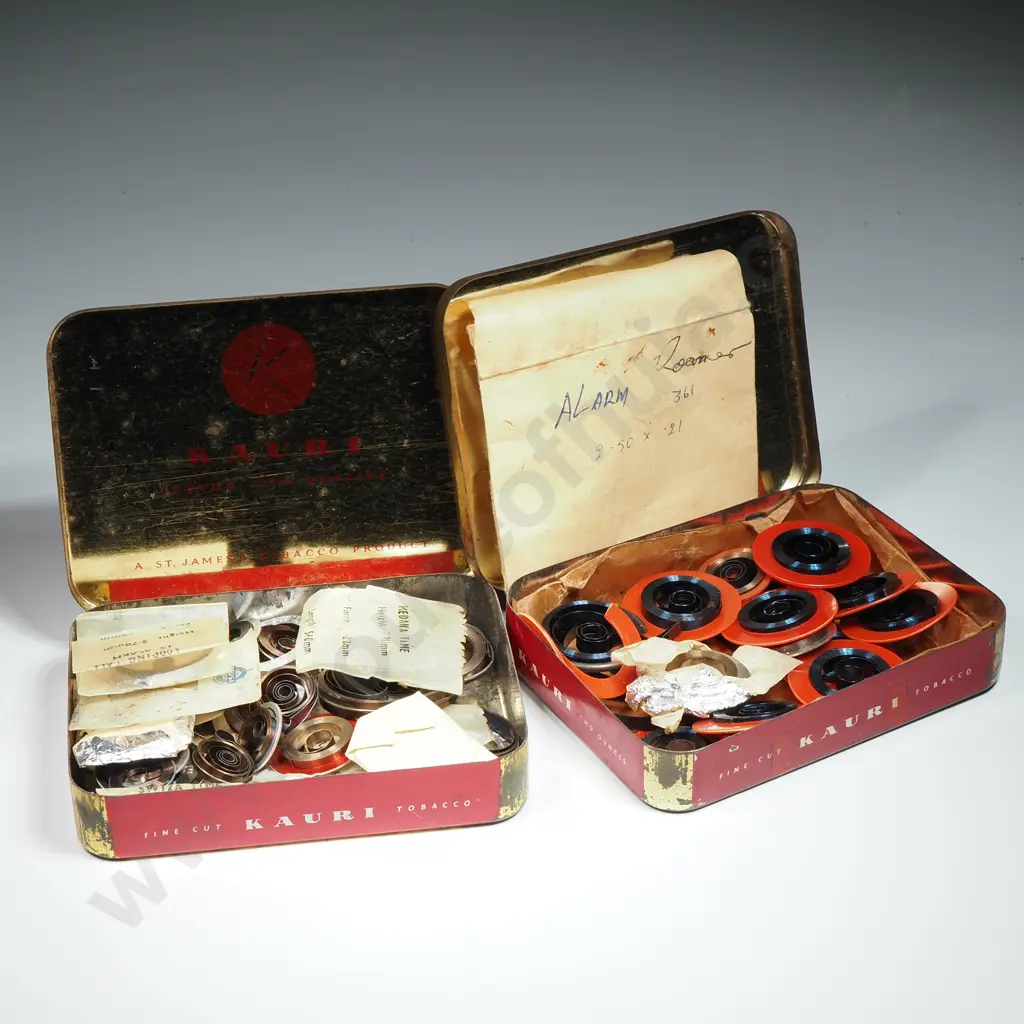 Two Vintage ' Kauri' Tobacco Tins Containing Watch Springs Image 1++