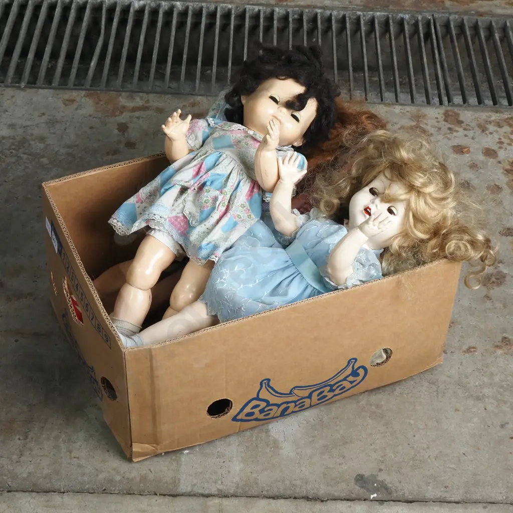 Large Box of Assorted Dolls Image 1++