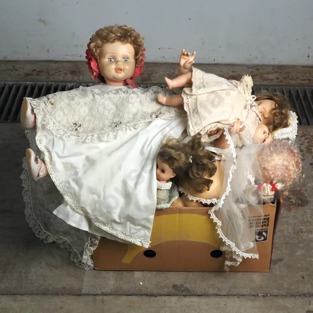 Large Box of Assorted Dolls Image 1++