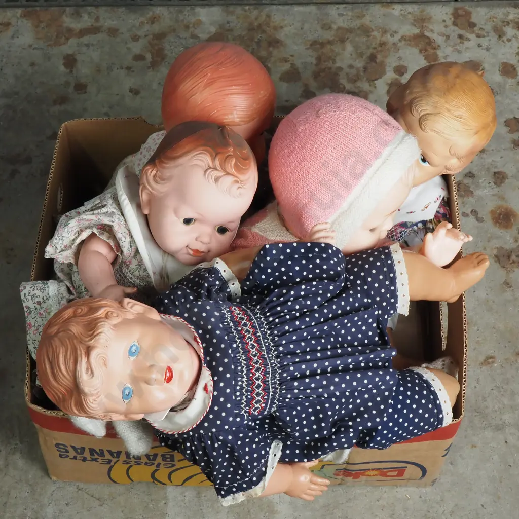 Large Box of Assorted Dolls Image 1++