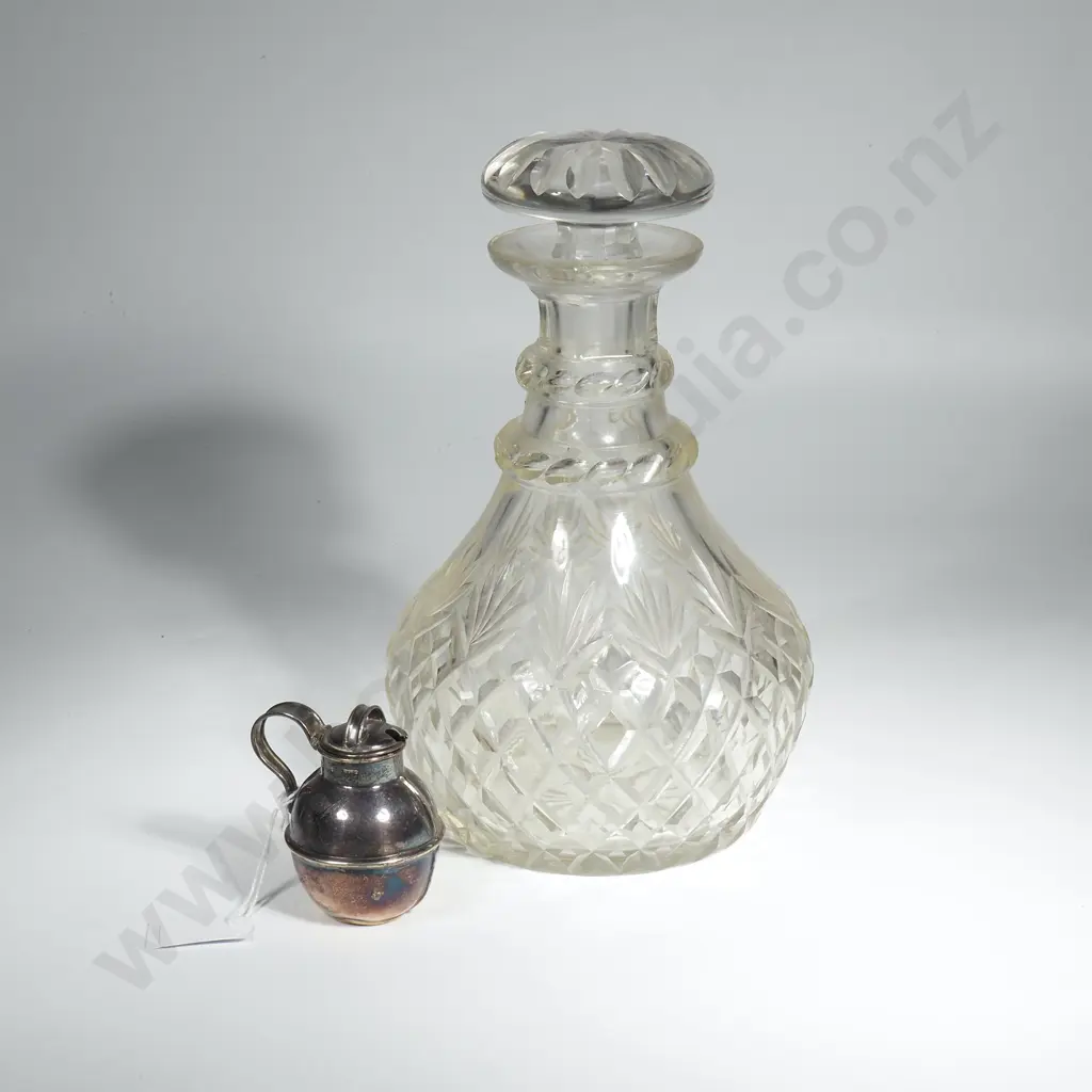 Vintage Glass Decanter &Silver Plate Mustard Pot Image 1++