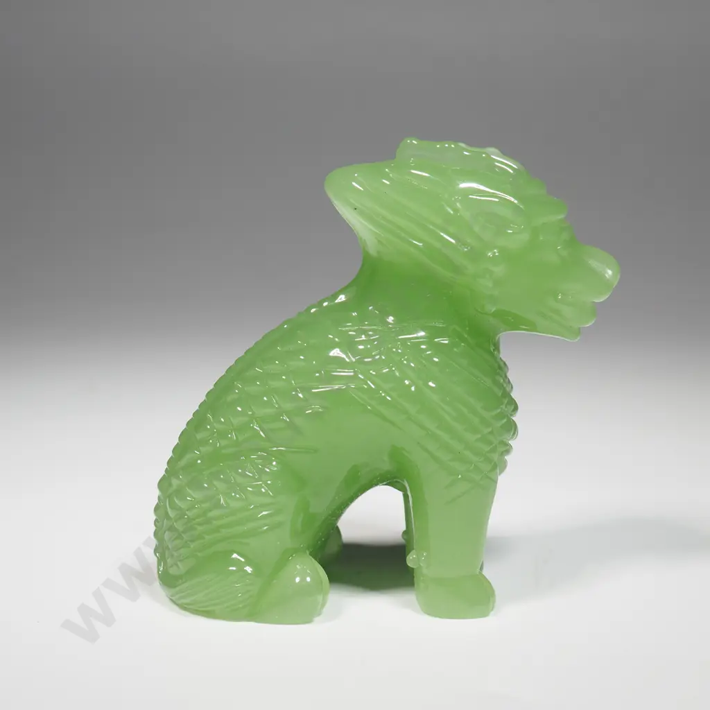 Chinese Jadeite Glass Seated Lion Figure Image 1++
