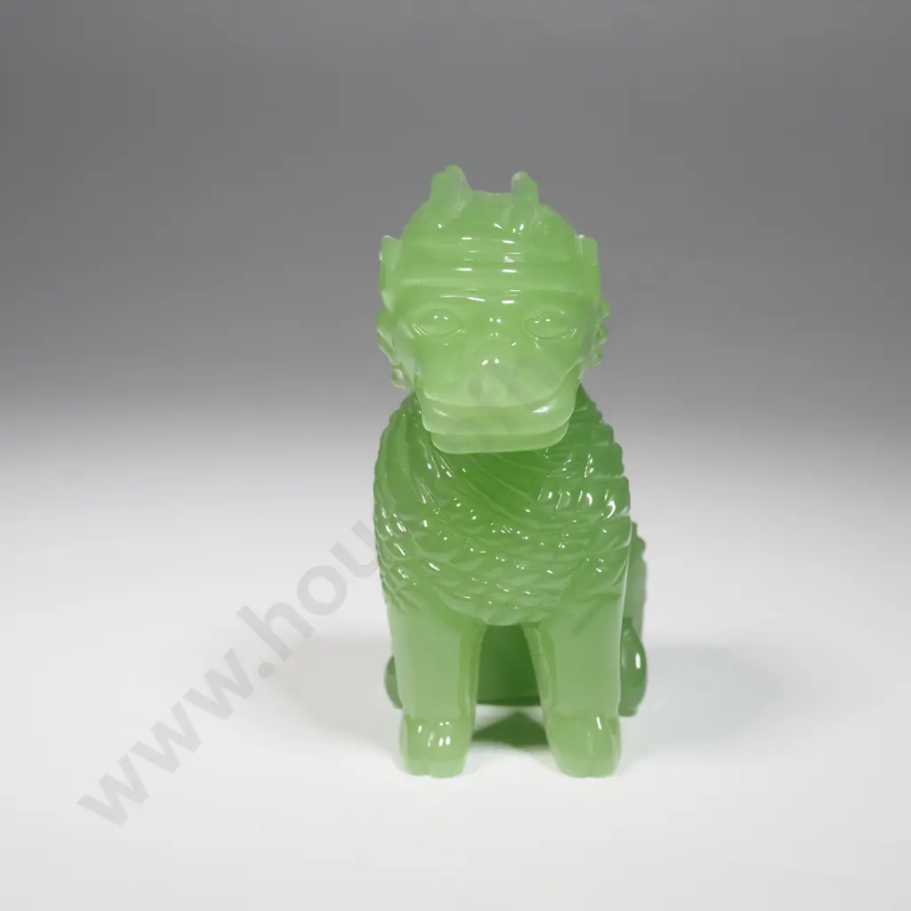 Chinese Jadeite Glass Seated Lion Figure Image 1++