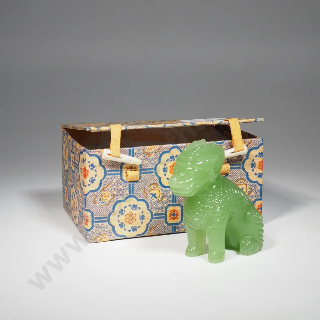 Chinese Jadeite Glass Seated Lion Figure Image 1++