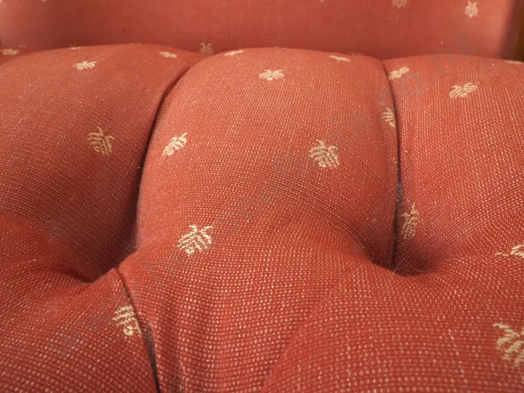 Edwardian Deep Buttoned Gents Armchair w Timber Frame & Spindle Gallery Image 1++